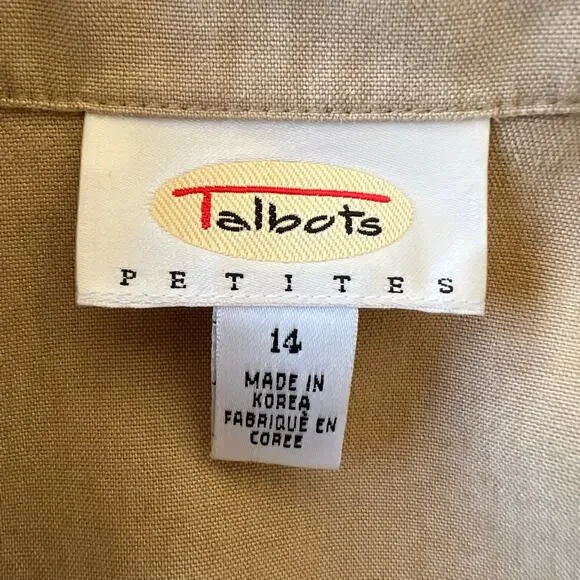 Vintage Y2K Talbots Button Front Shirt Dress Beige Midi Shell Buttons 10 - Picture 7 of 8